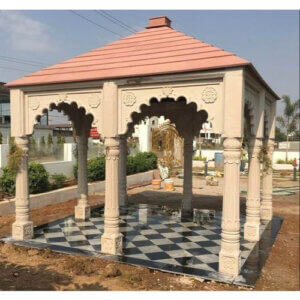Hut Style Stone Garden Gazebo